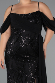 Long Black Beaded Formal Plus Size Dress ABU5319