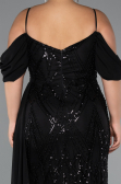 Long Black Beaded Formal Plus Size Dress ABU5319