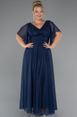 Long Navy Blue Plus Size Evening Dress ABU5323