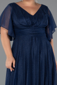 Long Navy Blue Plus Size Evening Dress ABU5323