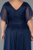 Long Navy Blue Plus Size Evening Dress ABU5323