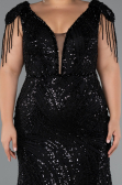 Long Black Beaded Plus Size Evening Dress ABU5336