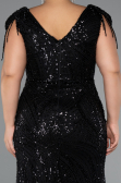Long Black Beaded Plus Size Evening Dress ABU5336