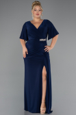 Long Navy Blue Plus Size Evening Dress ABU5287