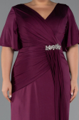Long Cherry Colored Plus Size Evening Dress ABU5287