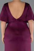 Long Cherry Colored Plus Size Evening Dress ABU5287