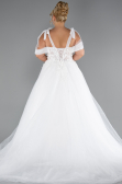 White Laced Long Princess Model Glitter Plus Size Wedding Dress ABG052