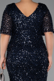 Long Navy Blue Formal Plus Size Dress ABU5318
