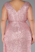 Long Powder Color Scaly Plus Size Evening Dress ABU3194