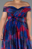 Long Navy Blue Plus Size Evening Gown ABU5263