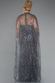 Long Anthracite Beaded Plus Size Wedding Dress ABU5328