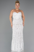 Long White Beaded Plus Size Wedding Dress ABU5328