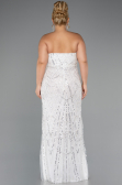 Long White Beaded Plus Size Wedding Dress ABU5328