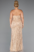 Long Gold Beaded Plus Size Wedding Dress ABU5328
