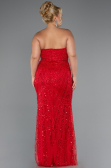 Long Red Beaded Plus Size Wedding Dress ABU5328