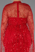 Long Red Beaded Plus Size Wedding Dress ABU5328