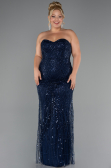 Long Navy Blue Beaded Plus Size Wedding Dress ABU5328
