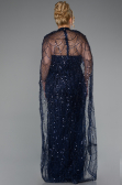 Long Navy Blue Beaded Plus Size Wedding Dress ABU5328