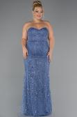 Long Blue Beaded Plus Size Wedding Dress ABU5328