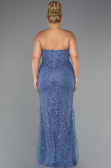 Long Blue Beaded Plus Size Wedding Dress ABU5328