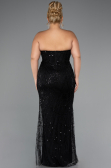 Long Black Beaded Plus Size Wedding Dress ABU5328