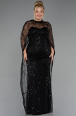Long Black Beaded Plus Size Wedding Dress ABU5328