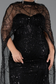Long Black Beaded Plus Size Wedding Dress ABU5328