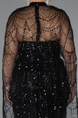 Long Black Beaded Plus Size Wedding Dress ABU5328