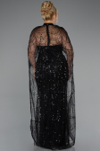 Long Black Beaded Plus Size Wedding Dress ABU5328