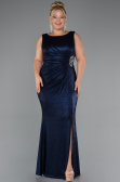 Long Navy Blue Plus Size Evening Dress ABU5231