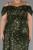 Long Olive Drab Plus Size Evening Gown ABU5232