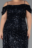 Long Navy Blue Plus Size Evening Gown ABU5232