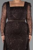 Brown Long Beaded Plus Size Engagement Dress ABU4761