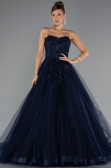 Long Navy Blue Special Design Engagement Dress ABU5344