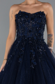 Long Navy Blue Special Design Engagement Dress ABU5344
