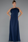 Long Navy Blue Chiffon Prom Gown ABU5351
