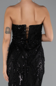 Long Black Beaded Plus Size Evening Dress ABU5337