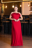 Long Red Chiffon Prom Gown ABU5351