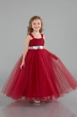 Burgundy Long Girl Dress ABU3031