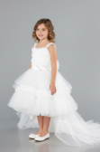Front Short Back Long White Girl Dress ABO115