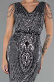 Anthracite Long Scaly Mermaid Evening Dress ABU3842