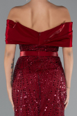 Midi Burgundy Beaded Party Dress ABK2453
