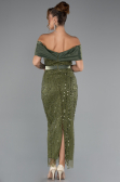 Midi Olive Drab Beaded Party Dress ABK2453