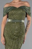 Midi Olive Drab Beaded Party Dress ABK2453