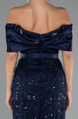 Midi Navy Blue Beaded Party Dress ABK2453