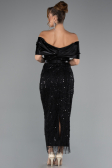 Midi Black Beaded Party Dress ABK2453