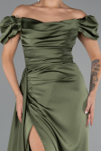Olive Drab Long Satin Engagement Dress ABU1606