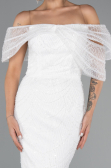 Long White Beaded Evening Dress ABU5371