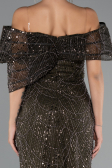 Long Olive Drab Beaded Evening Dress ABU5371