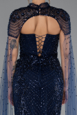 Long Navy Blue Beaded Evening Dress ABU5363